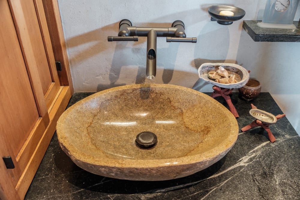 A stone bathroom sink