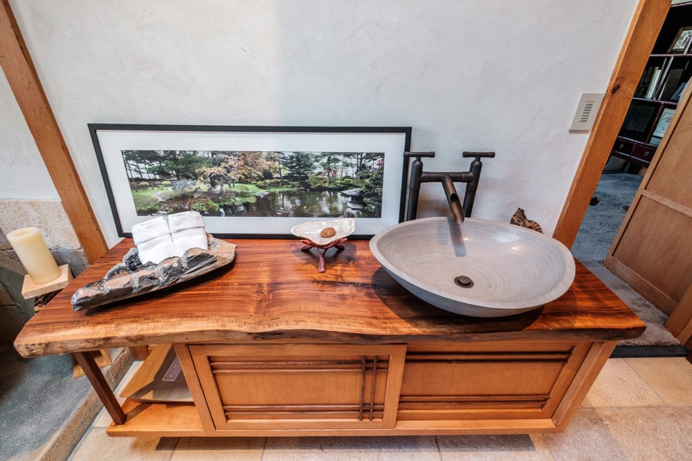 Wooden bathroom sink